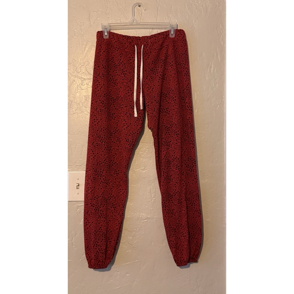 Sundry Sweatpants Womens Size 2 Red Black Star High Rise Jogger Drawstring